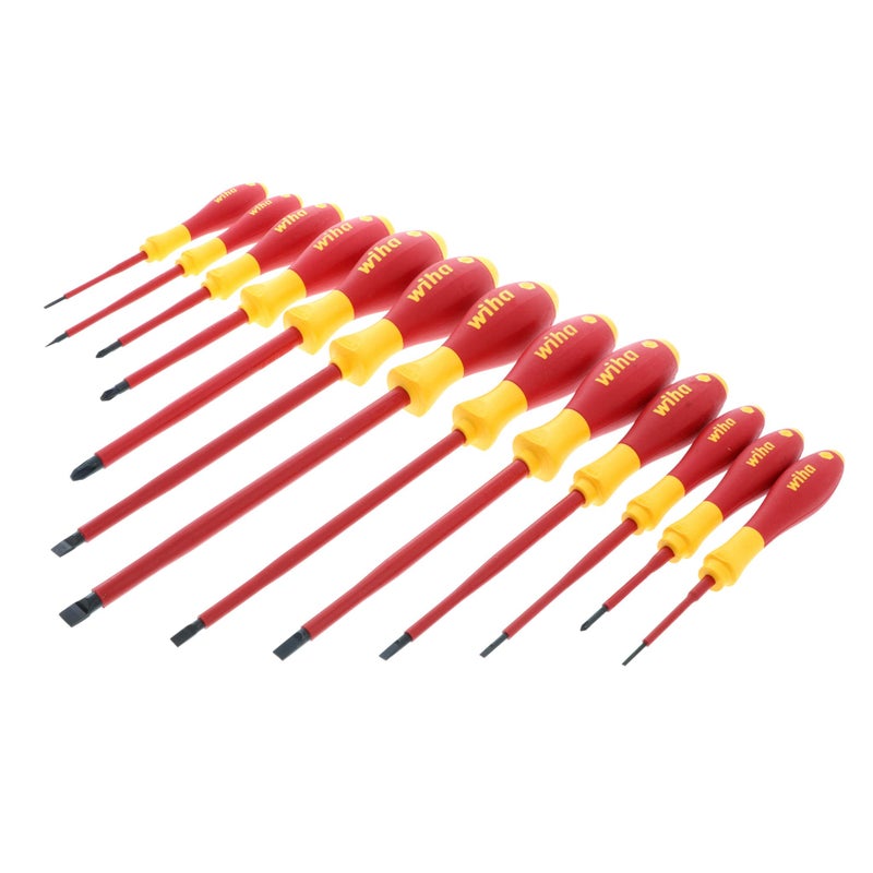 Wiha 32094 Slotted & Phillips Insulated Screwdriver Set, 13 Piece, 1000V VDE, SoftFinish Handle, Black Oxide - Image 1